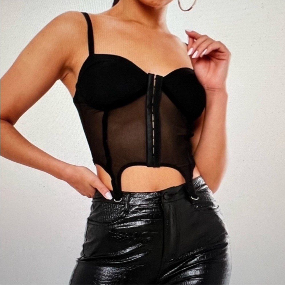Missguided Black Sleeveless Bodysuit with Bustier Cut Out